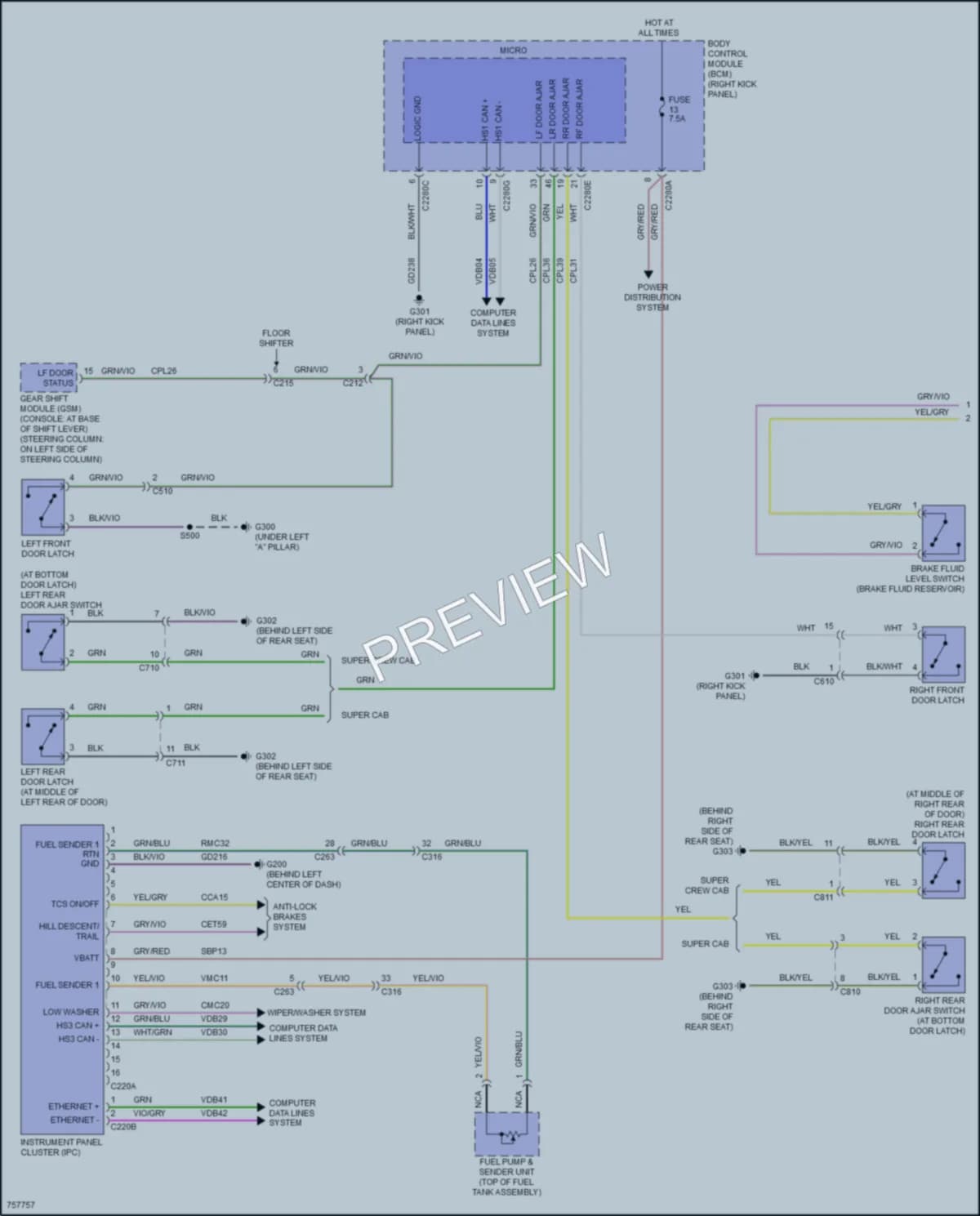 2021 Ford F150Hybrid Instrument Cluster wiring diagram preview