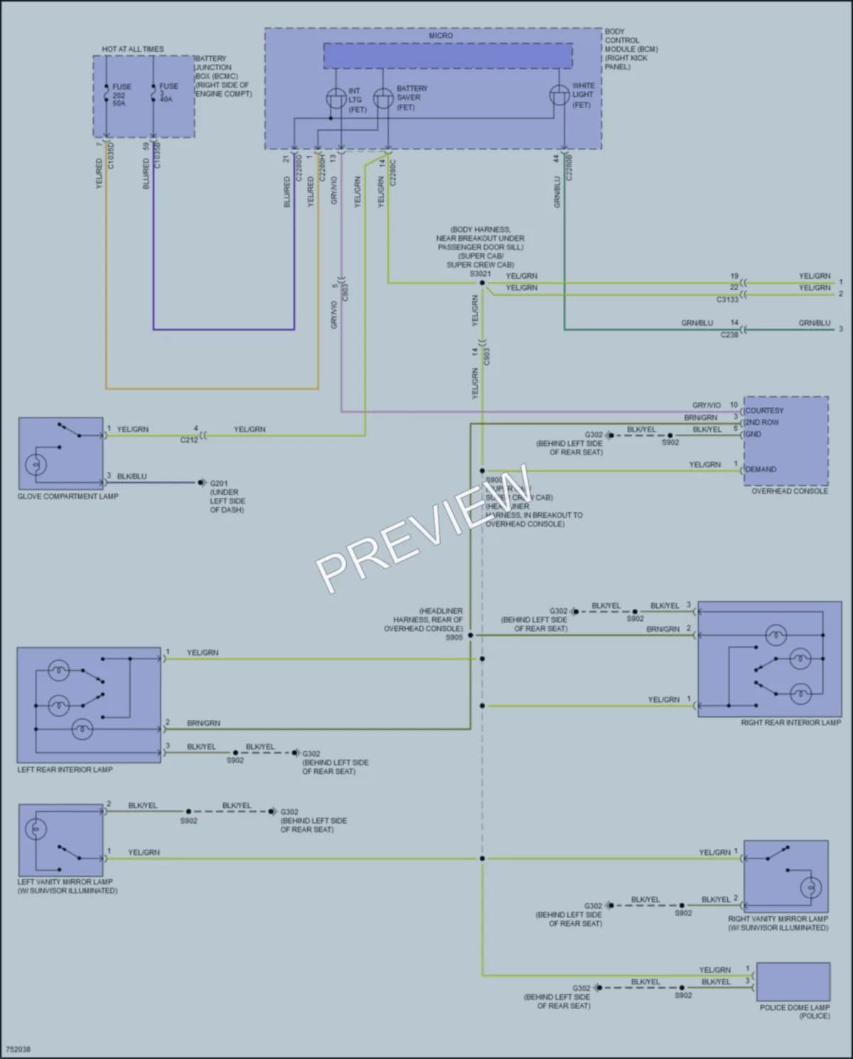 2021 Ford F150Hybrid Interior Lights wiring diagram preview