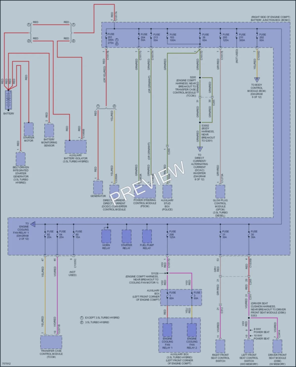 2021 Ford F150Hybrid Power Distribution wiring diagram preview
