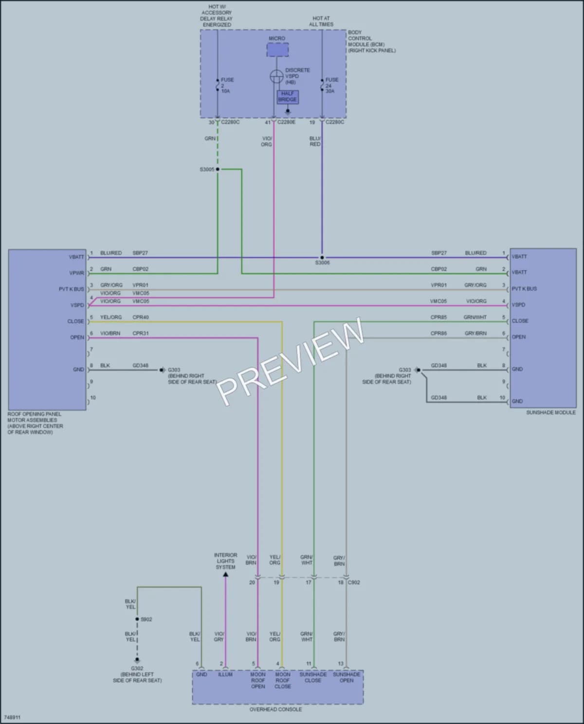 2021 Ford F150Hybrid Power Top Sunroof wiring diagram preview
