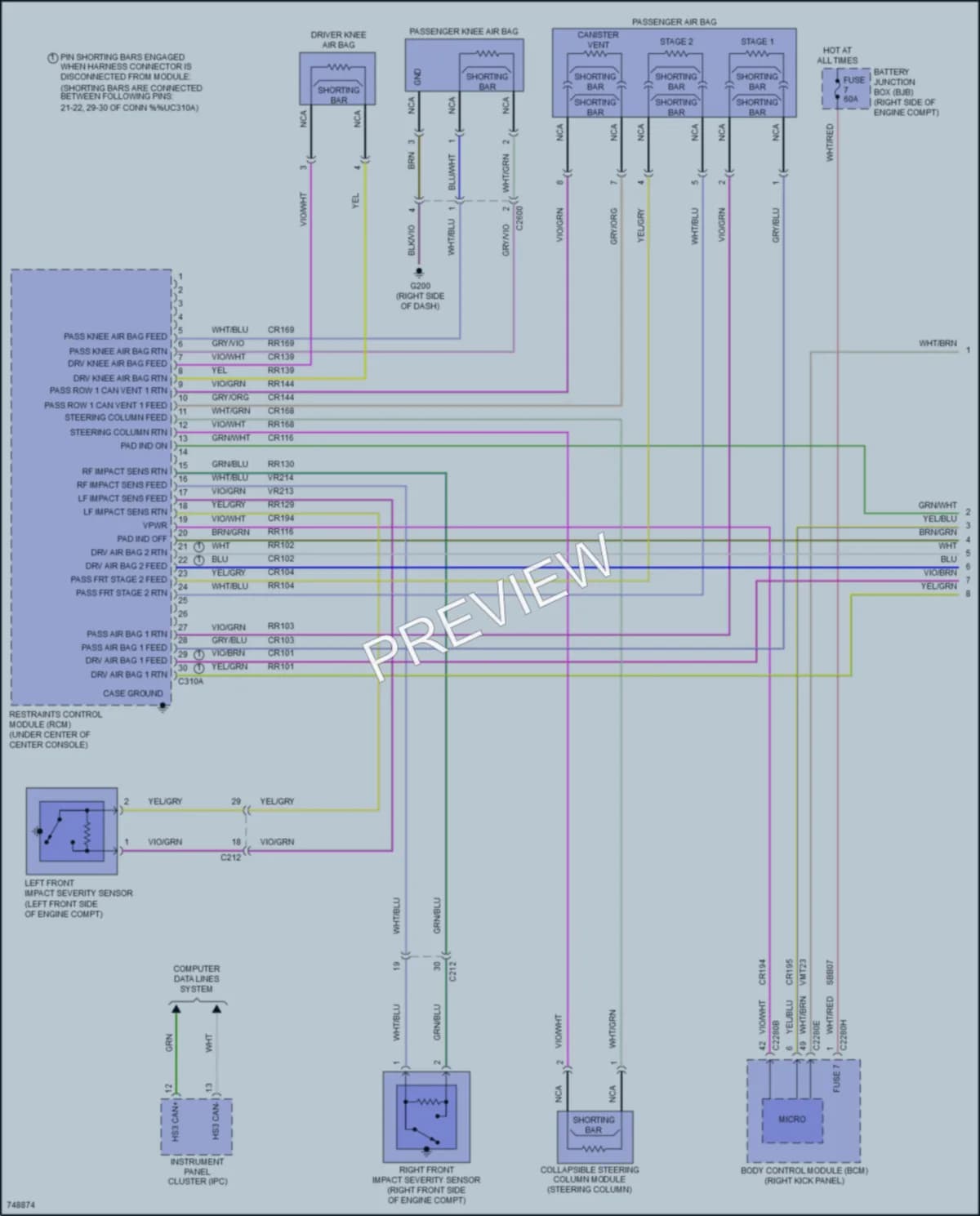 2021 Ford Mustang Supplemental Restraints wiring diagram preview