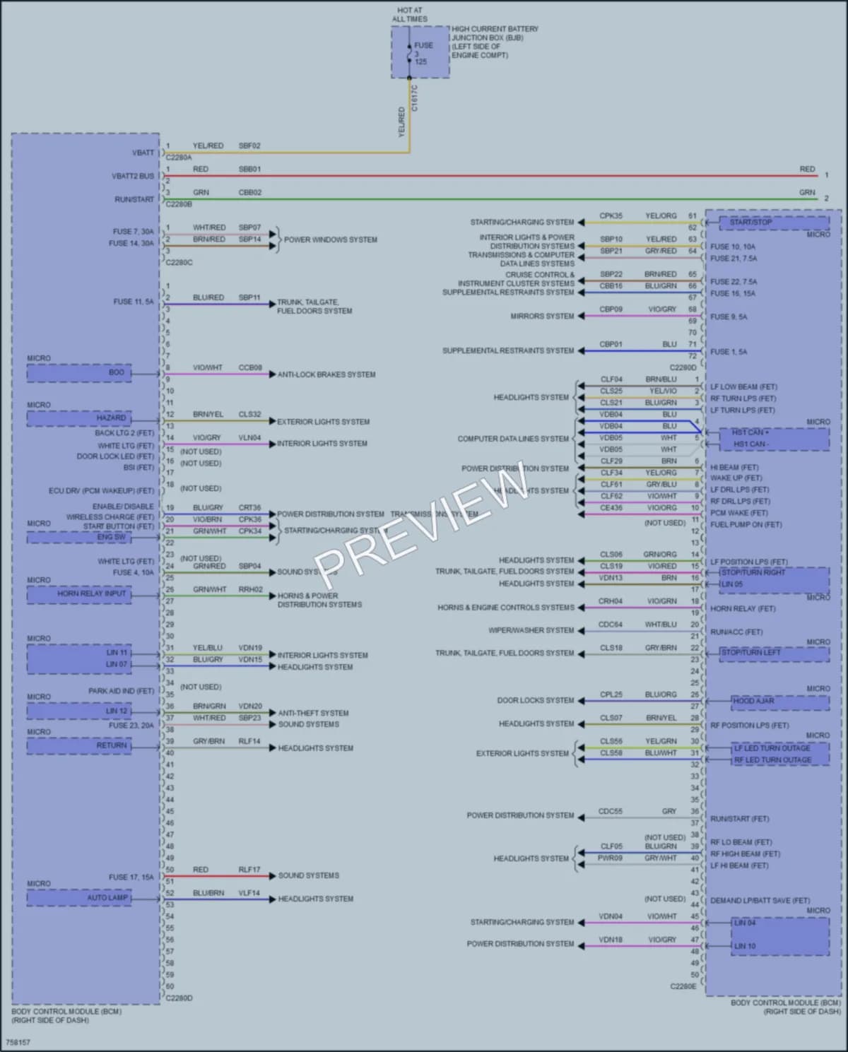 2021 Ford MustangMachE Body Control Modules wiring diagram preview