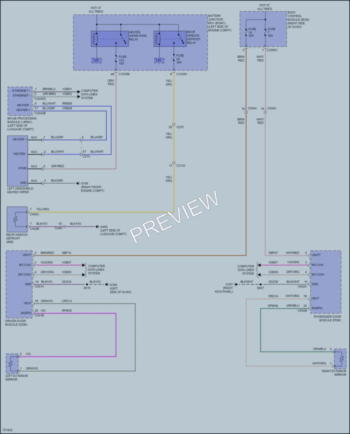 2021 Ford MustangMachE Defoggers wiring diagram preview