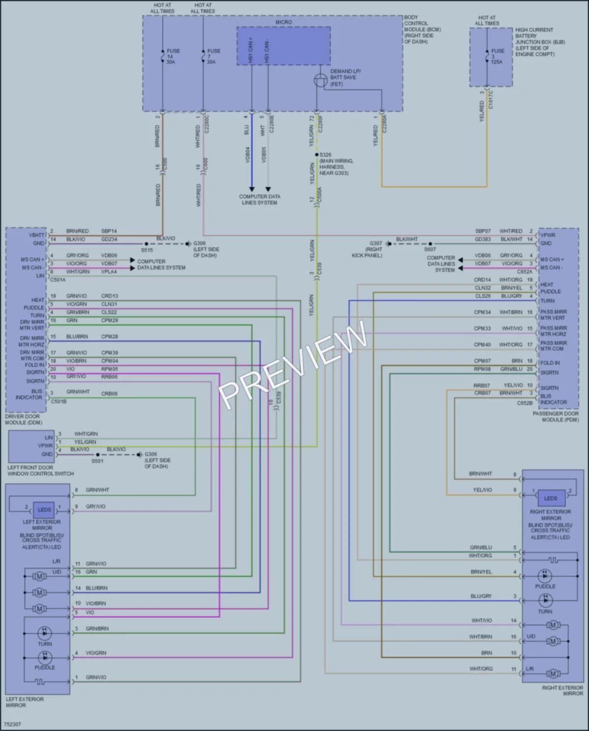 2021 Ford MustangMachE Power Mirrors wiring diagram preview