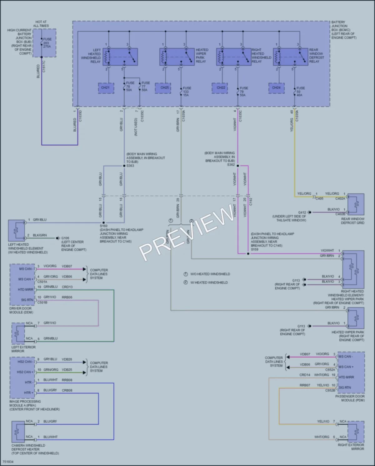 2021 Ford PoliceInterceptorUtility Defoggers wiring diagram preview