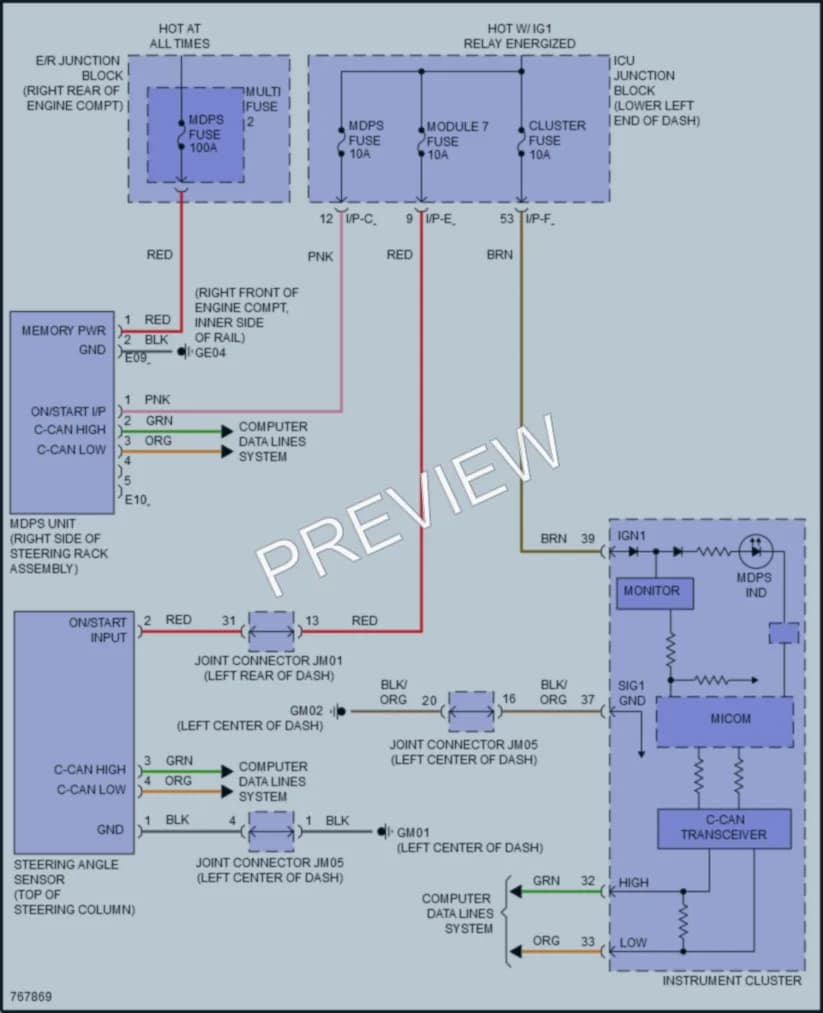 2021 Genesis G70 Electronic Power Steering wiring diagram preview