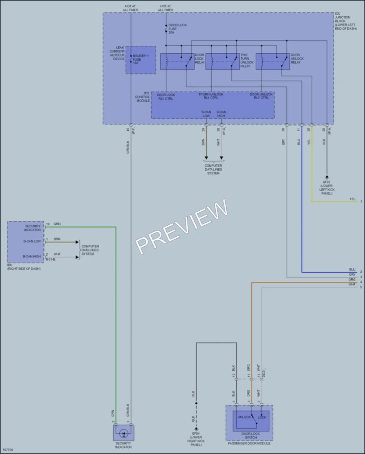 2021 Genesis G70 Power Door Locks wiring diagram preview
