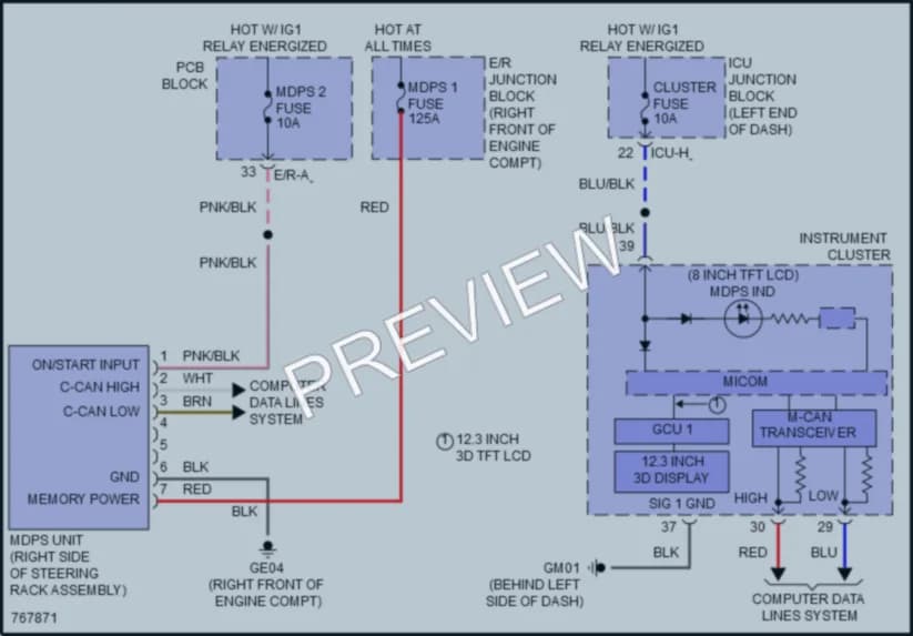2021 Genesis G80 Electronic Power Steering wiring diagram preview