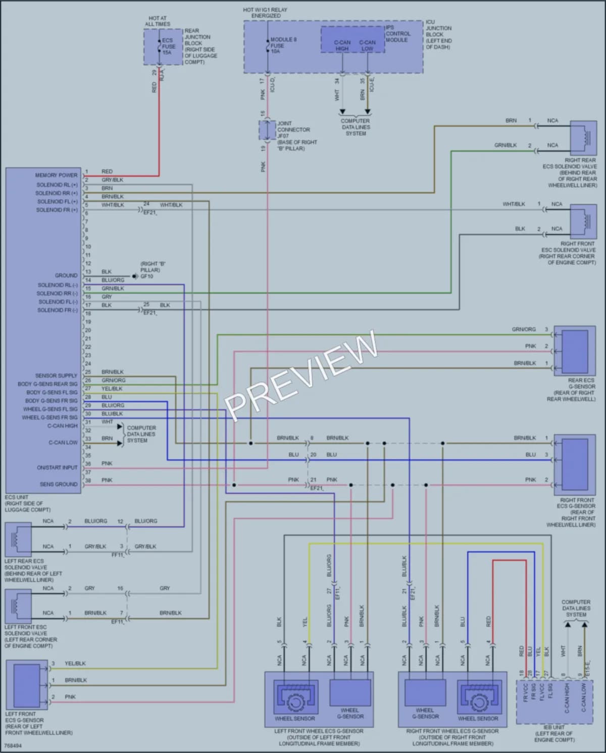 2021 Genesis G80 Electronic Suspension wiring diagram preview