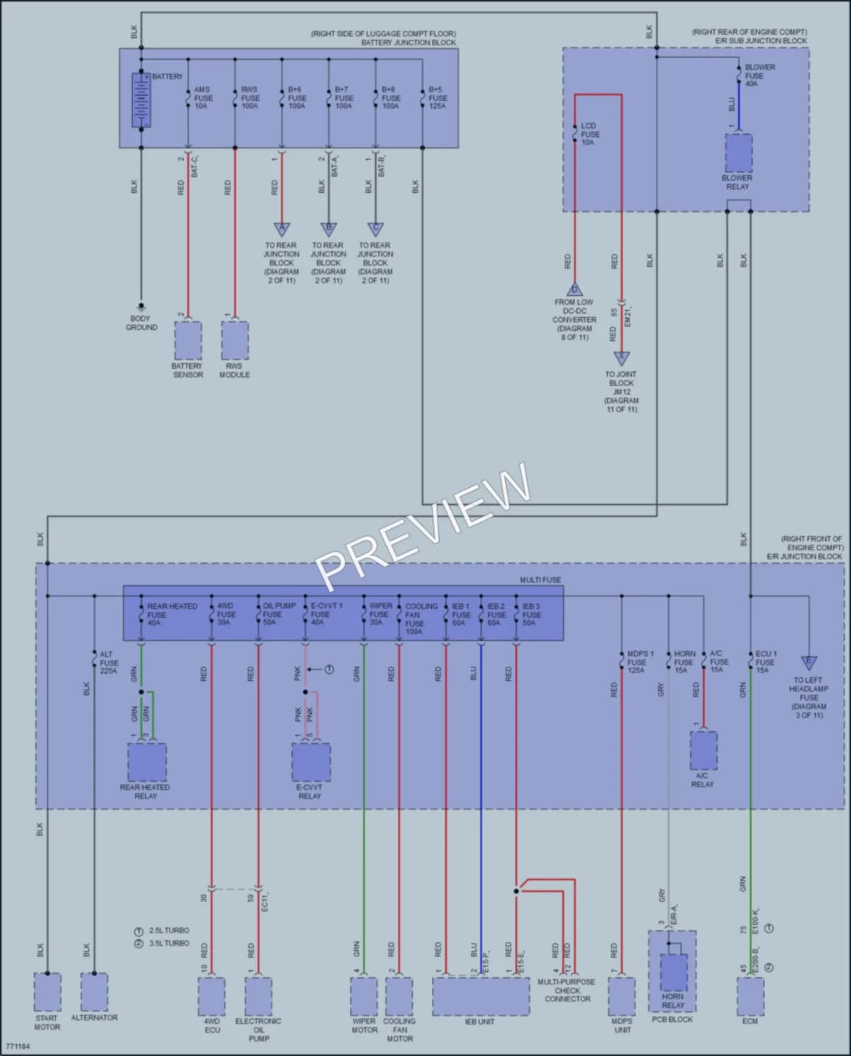 2021 Genesis G80 Power Distribution wiring diagram preview