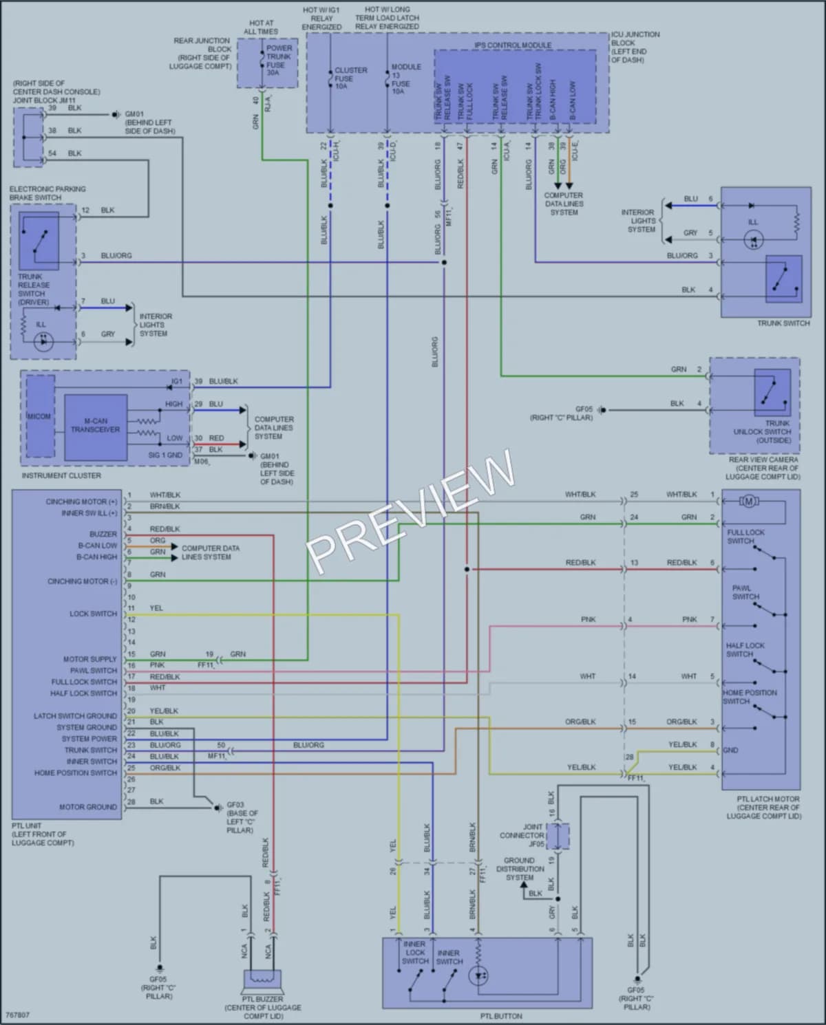 2021 Genesis G80 Trunk Tailgate Fuel Door wiring diagram preview