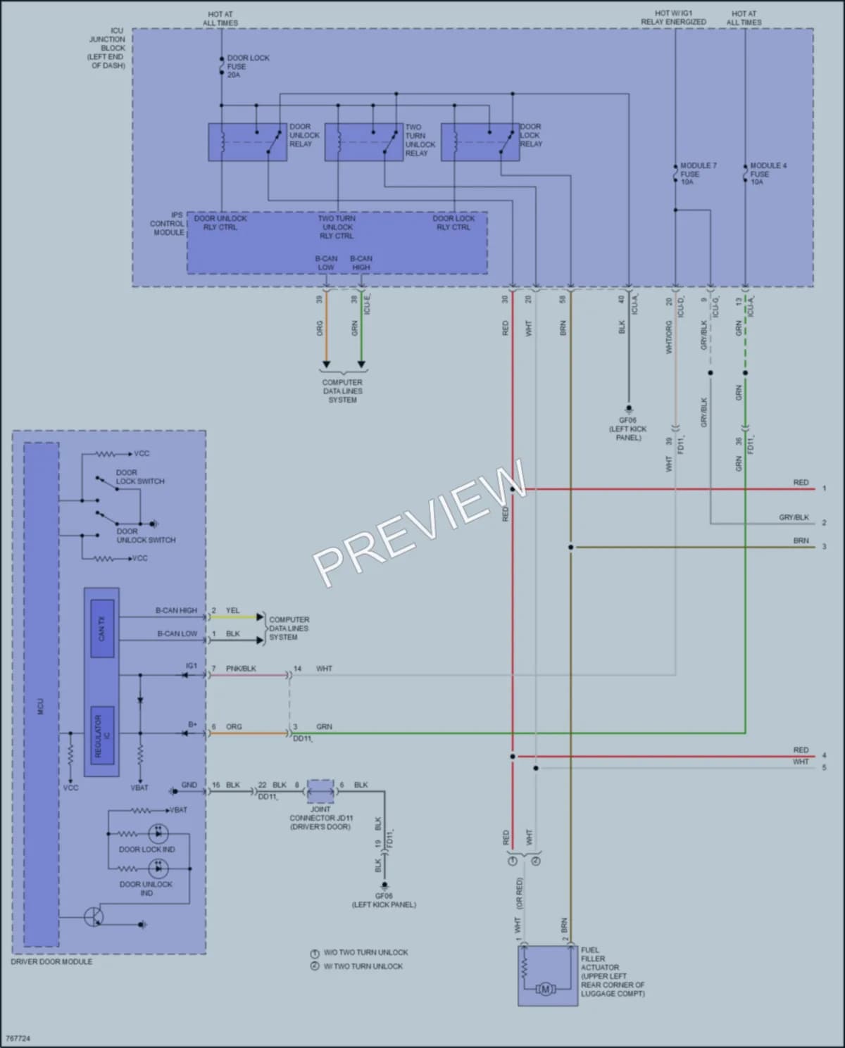 2021 Genesis GV80 Power Door Locks wiring diagram preview