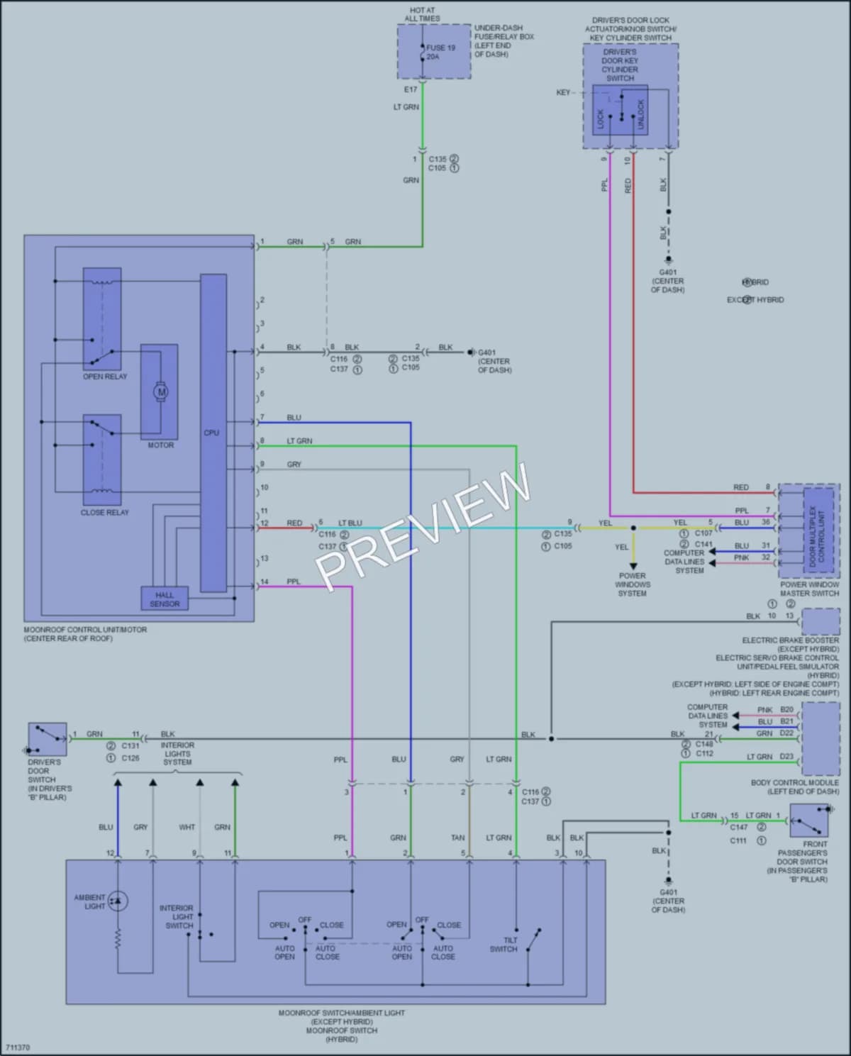 2021 Honda CRVHybrid Power Top Sunroof wiring diagram preview