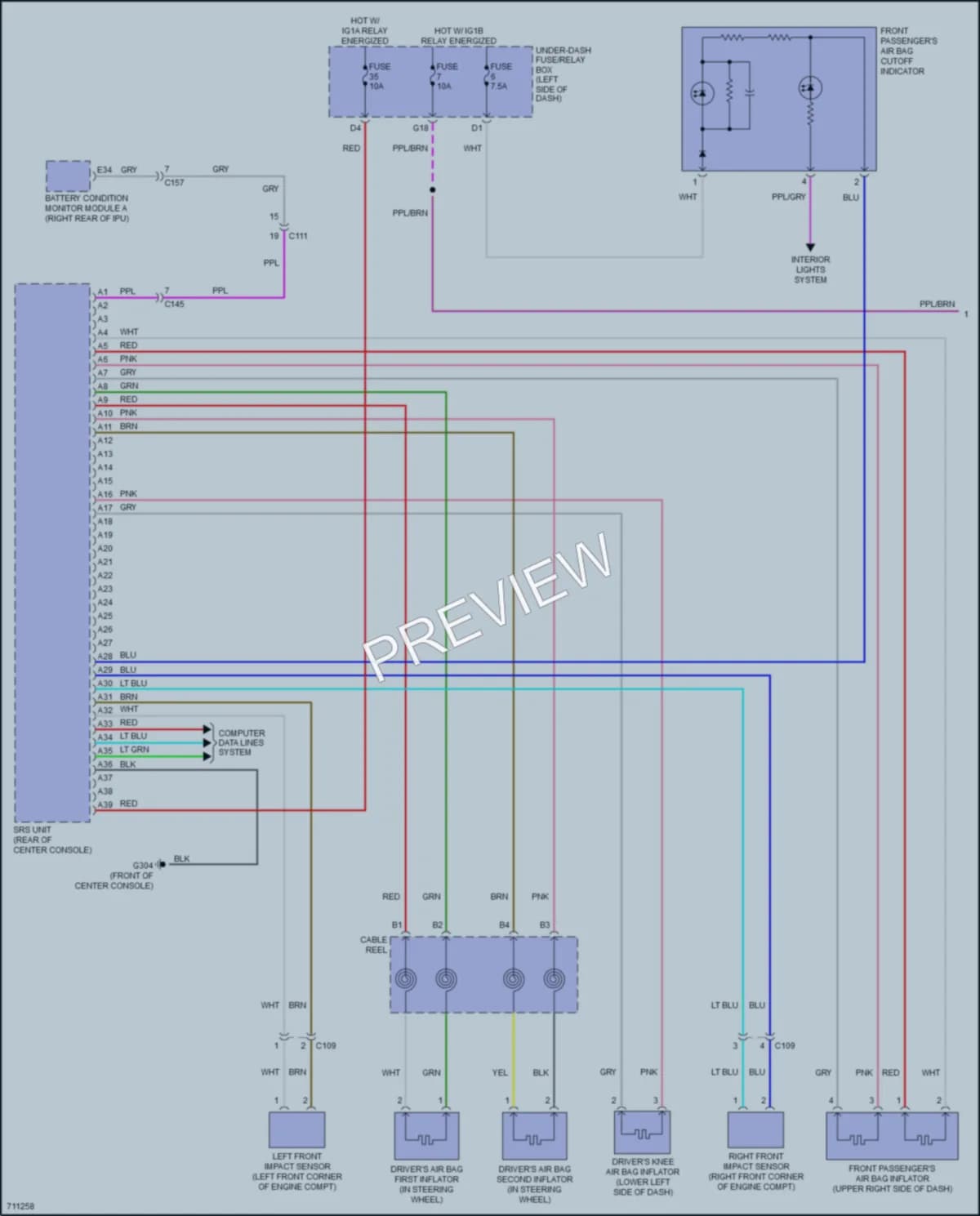2021 Honda ClarityFuelCell Supplemental Restraints wiring diagram preview