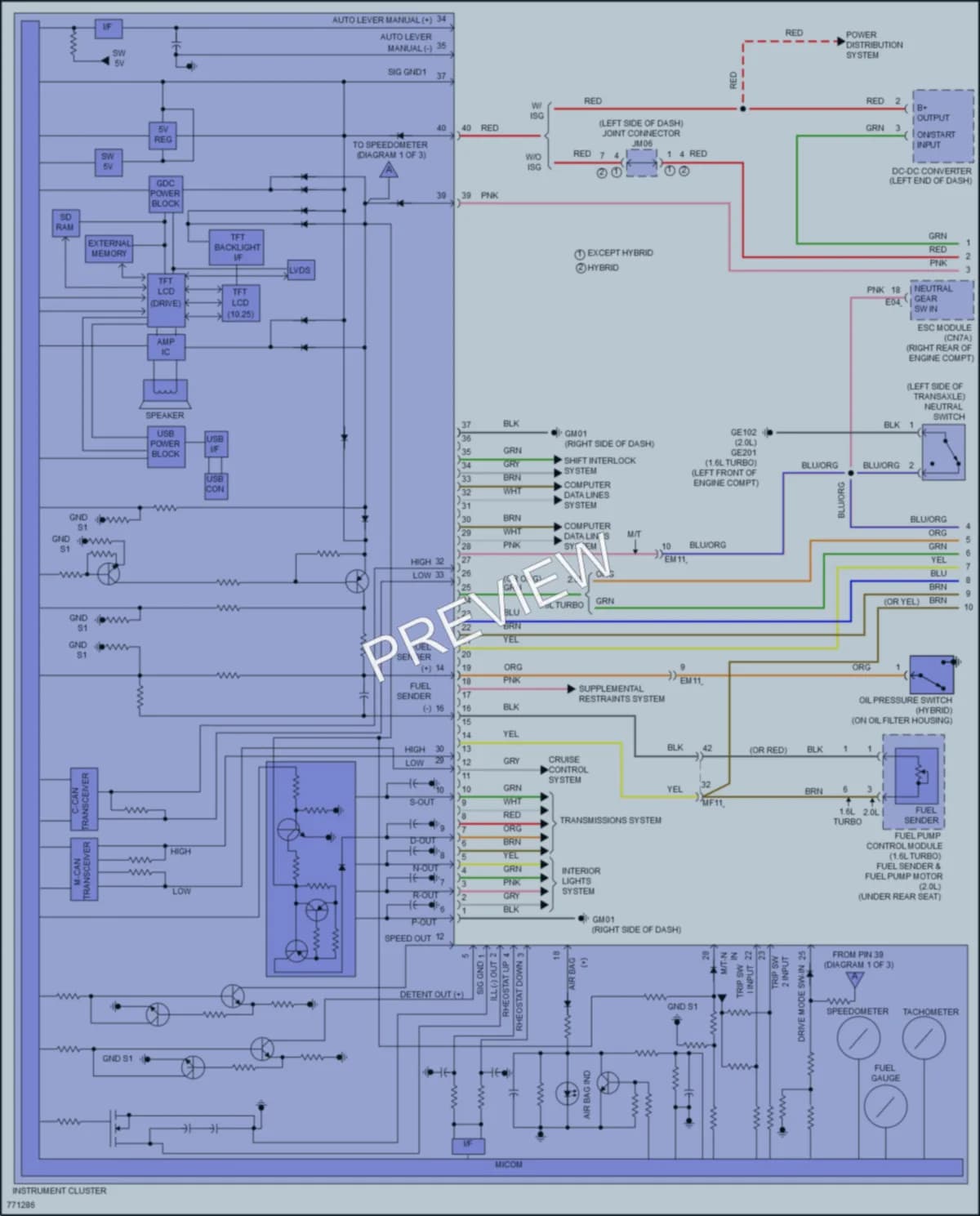 2021 Hyundai Elantra Instrument Cluster wiring diagram preview
