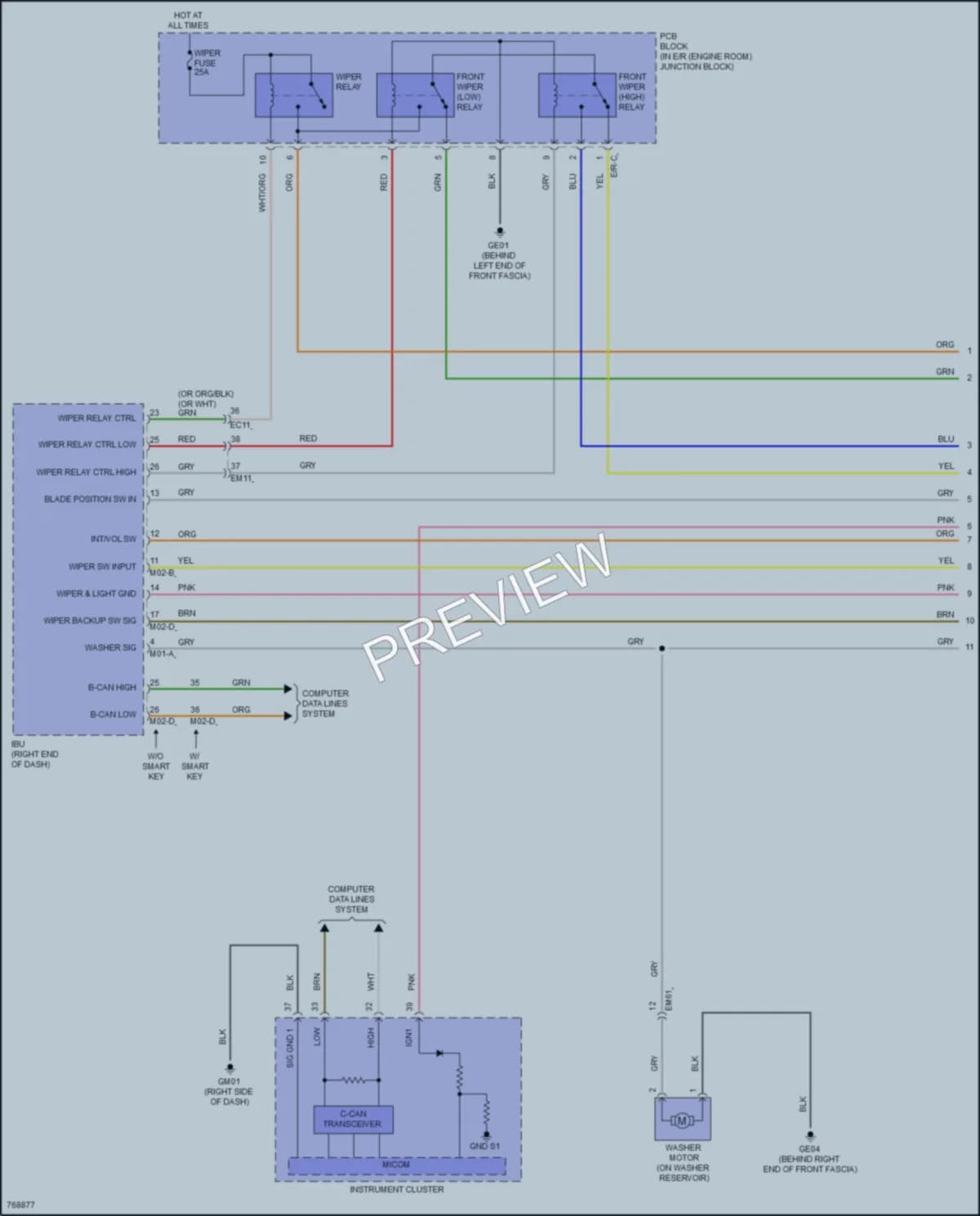 2021 Hyundai Elantra Wiper Washer wiring diagram preview