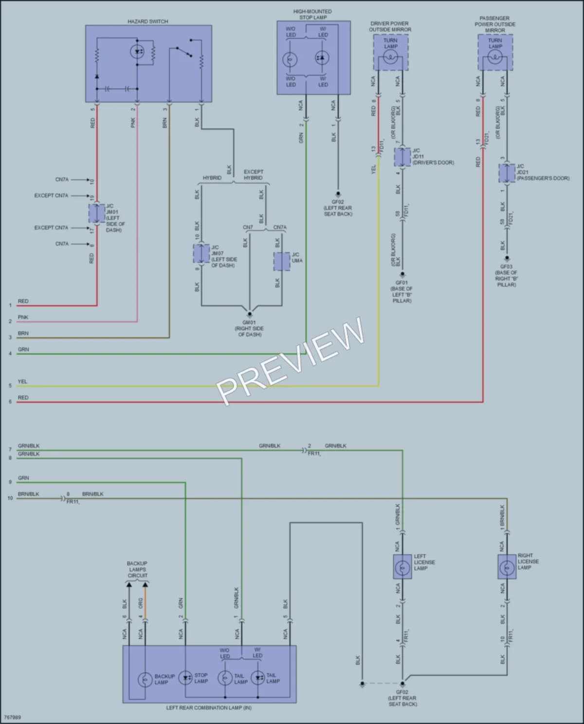 2021 Hyundai ElantraHybrid Exterior Lights wiring diagram preview