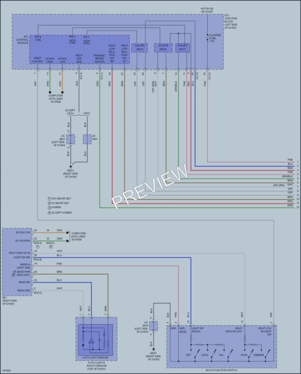 2021 Hyundai ElantraHybrid Headlights wiring diagram preview