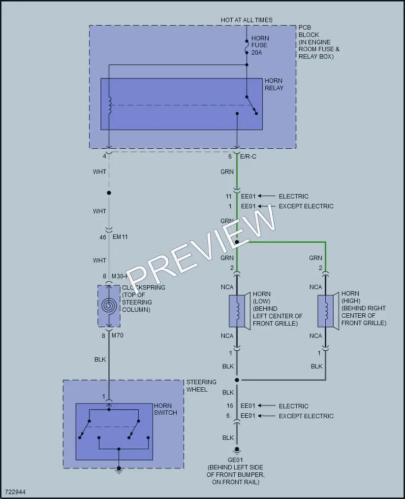 2021 Hyundai IoniqElectric Horn wiring diagram preview