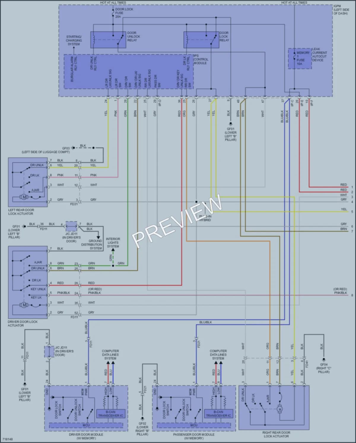 2021 Hyundai IoniqPlugIn Power Door Locks wiring diagram preview