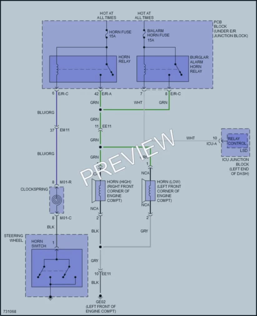 2021 Hyundai Palisade Horn wiring diagram preview