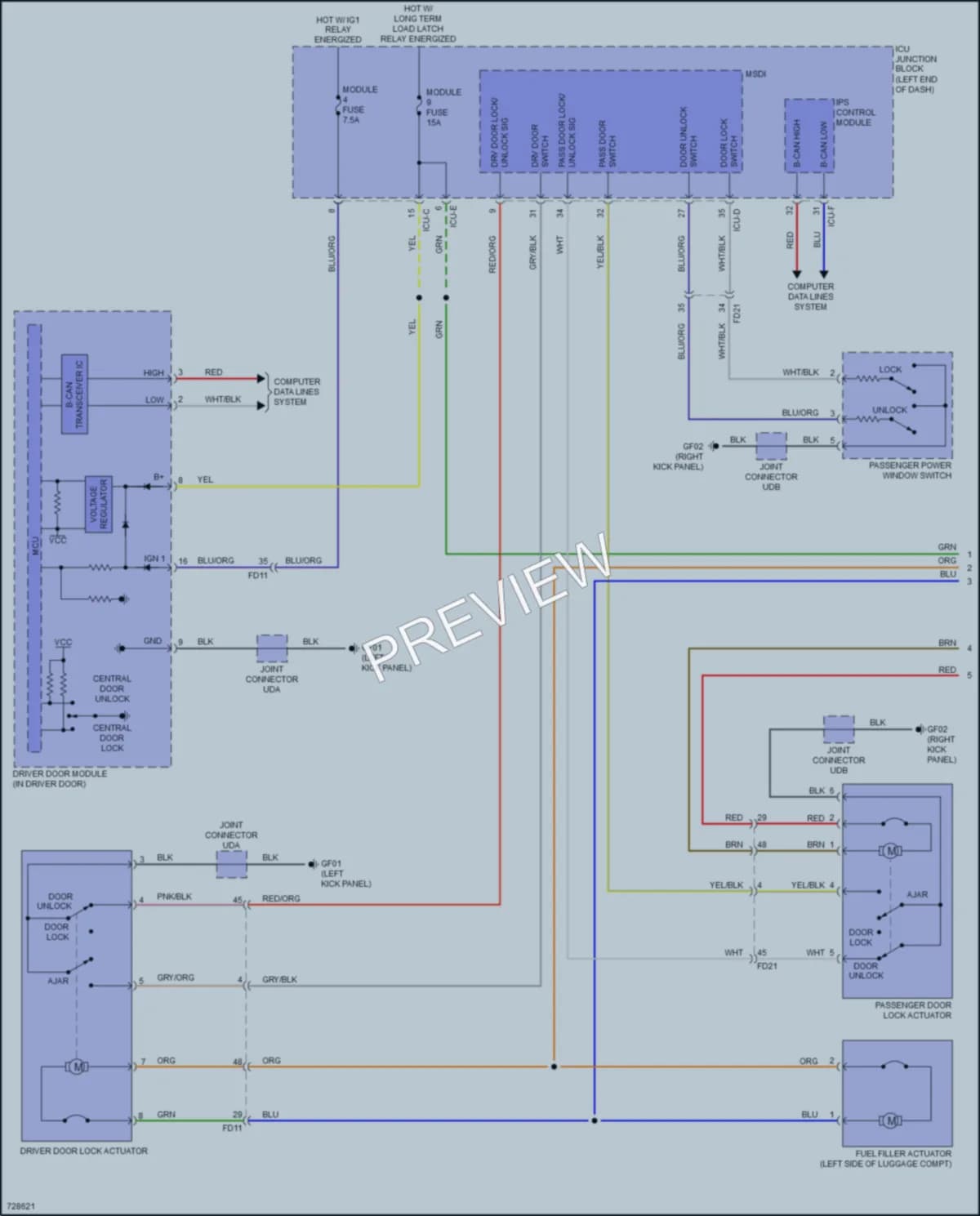 2021 Hyundai Palisade Power Door Locks wiring diagram preview