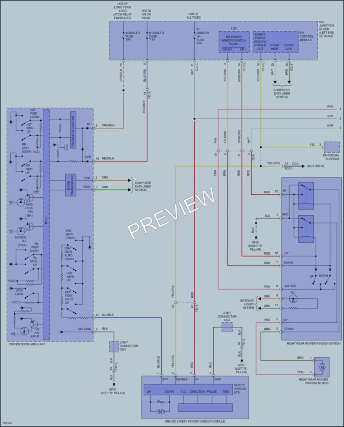 2021 Hyundai SantaFe Power Windows wiring diagram preview
