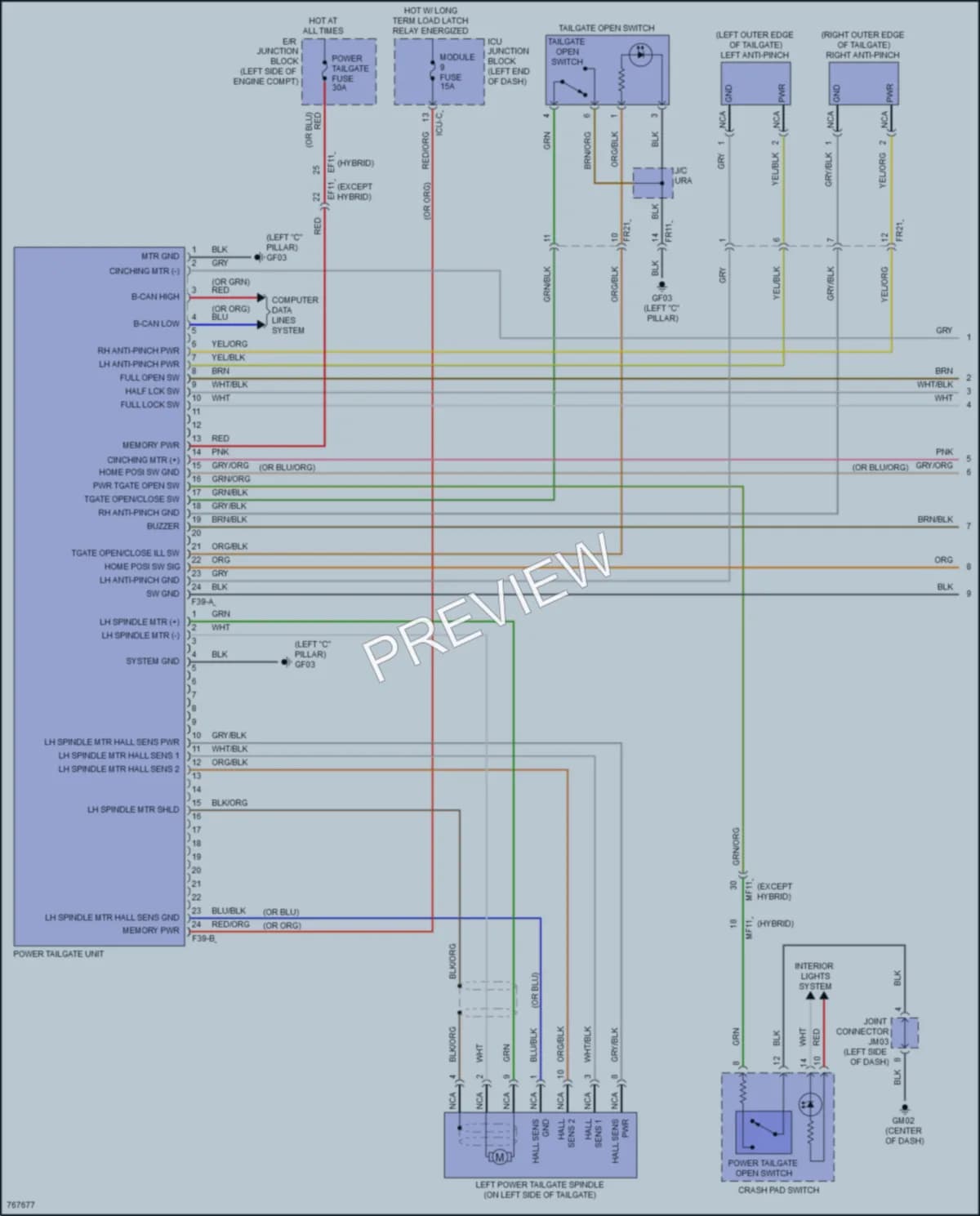 2021 Hyundai SantaFe Trunk Tailgate Fuel Door wiring diagram preview