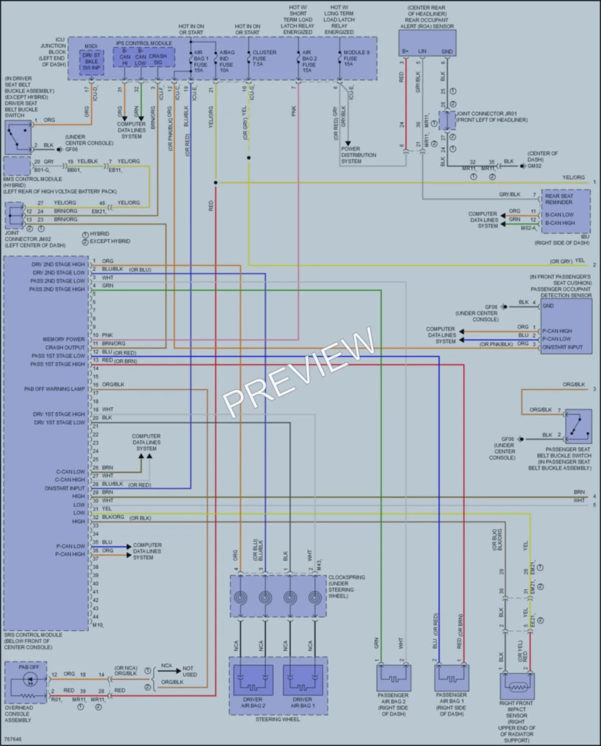 2021 Hyundai SantaFeHybrid Supplemental Restraints wiring diagram preview