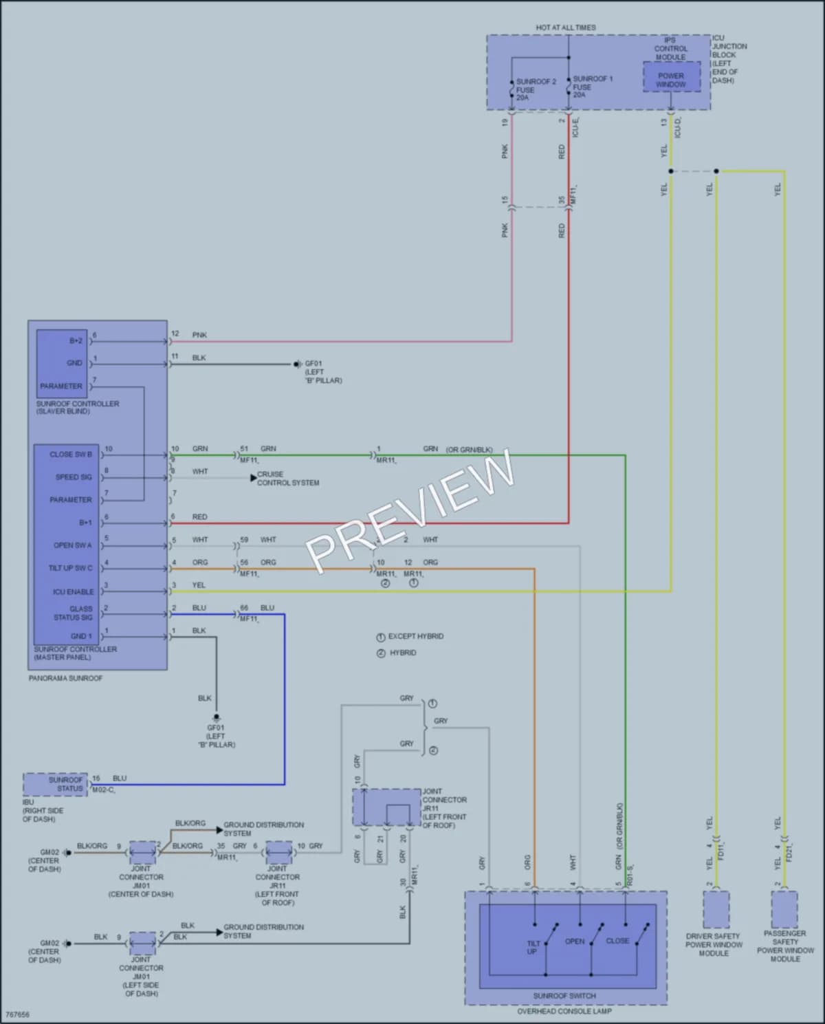 2021 Hyundai Sonata Power Top Sunroof wiring diagram preview