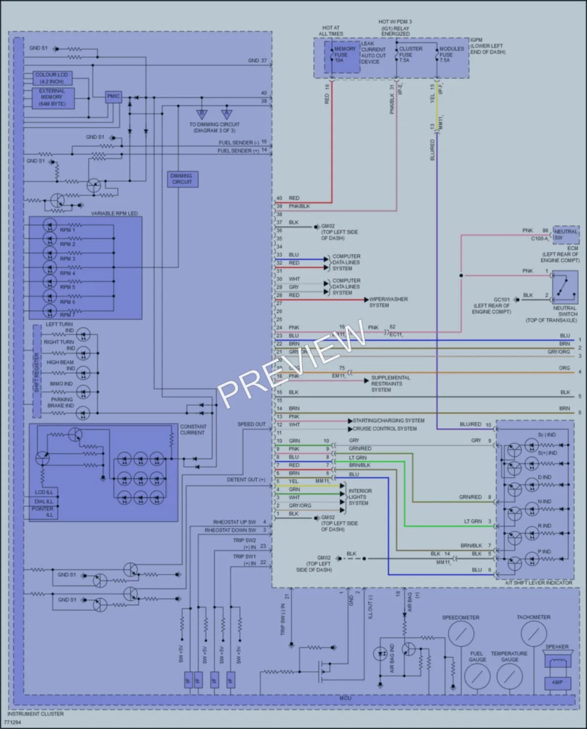 2021 Hyundai Veloster Instrument Cluster wiring diagram preview
