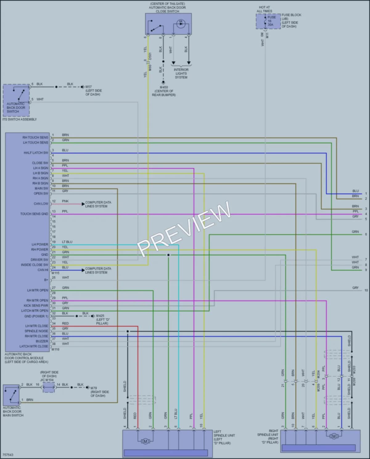2021 Infiniti QX50 Trunk Tailgate Fuel Door wiring diagram preview