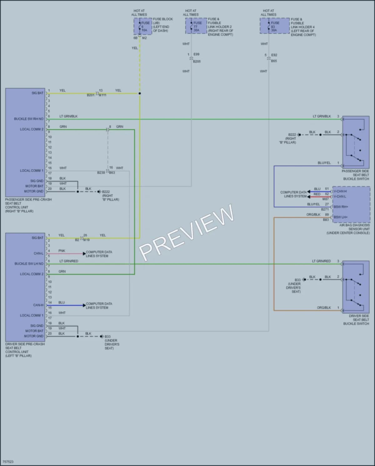 2021 Infiniti QX80 Passive Restraints wiring diagram preview