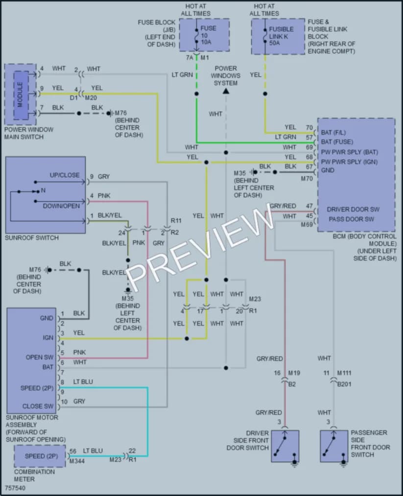 2021 Infiniti QX80 Power Top Sunroof wiring diagram preview