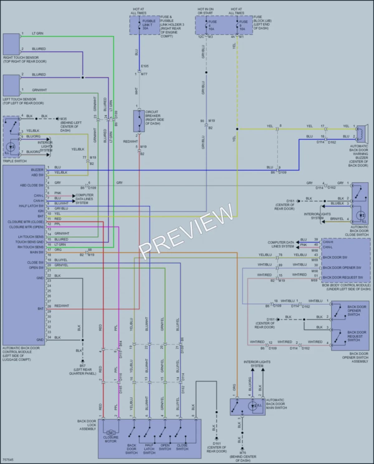 2021 Infiniti QX80 Trunk Tailgate Fuel Door wiring diagram preview