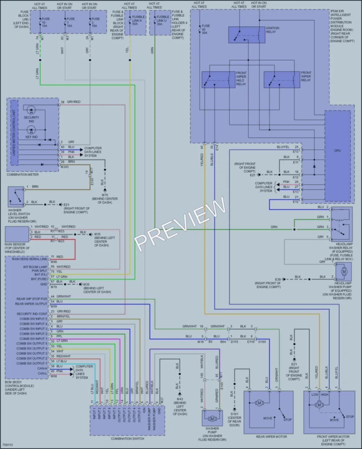 2021 Infiniti QX80 Wiper Washer wiring diagram preview