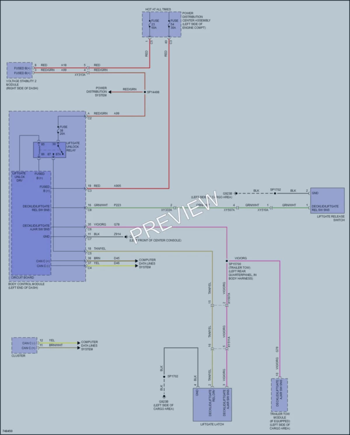 2021 Jeep Cherokee Trunk Tailgate Fuel Door wiring diagram preview