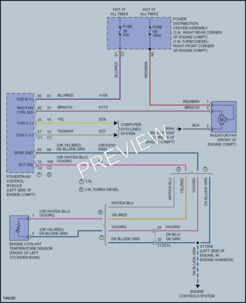 2021 Jeep Gladiator Cooling Fan wiring diagram preview