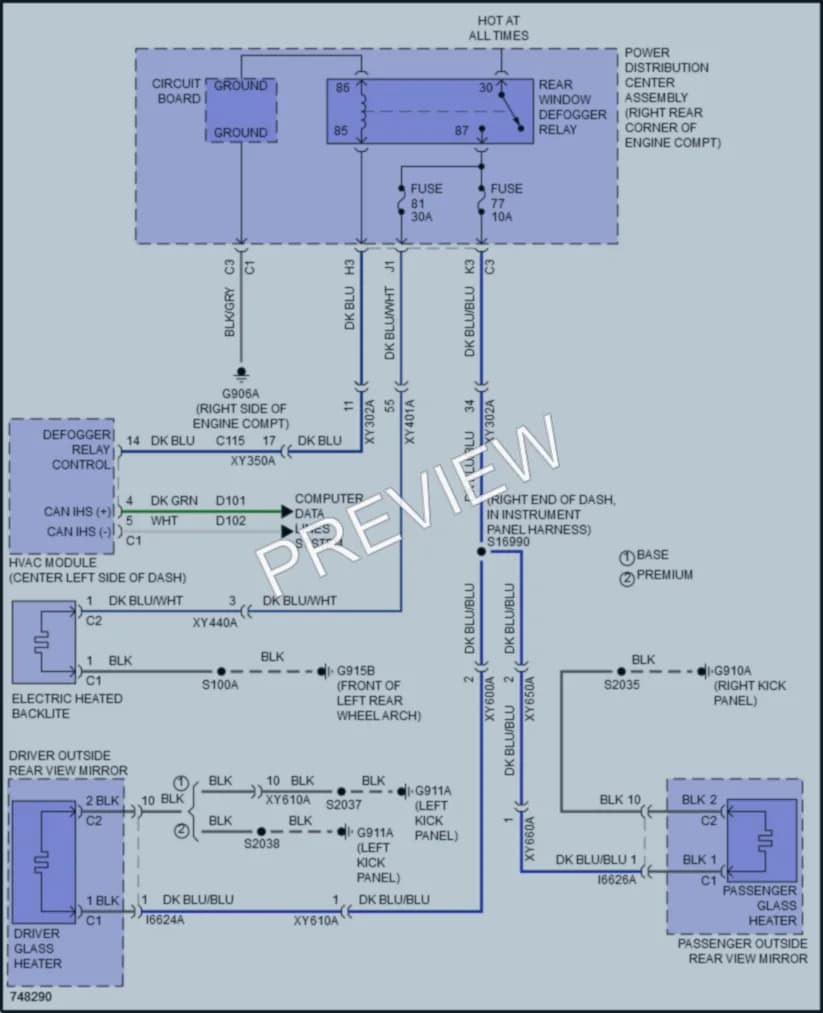 2021 Jeep Gladiator Defoggers wiring diagram preview