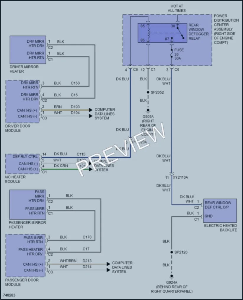 2021 Jeep GrandCherokee Defoggers wiring diagram preview