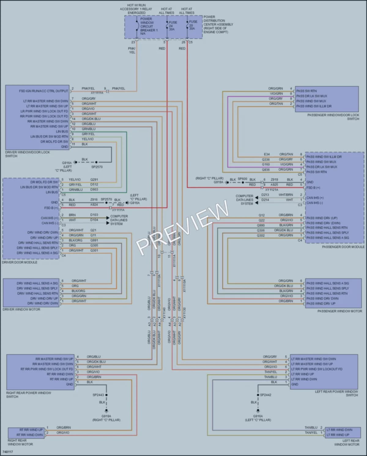 2021 Jeep GrandCherokee Power Windows wiring diagram preview