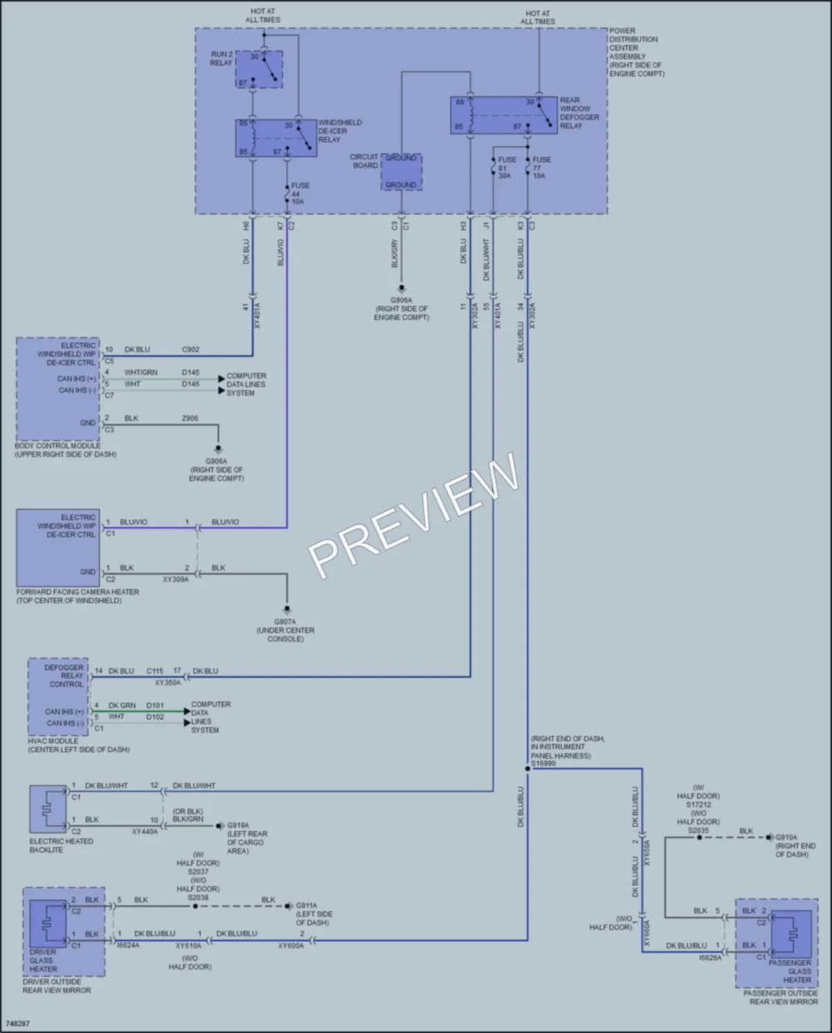 2021 Jeep Wrangler Defoggers wiring diagram preview