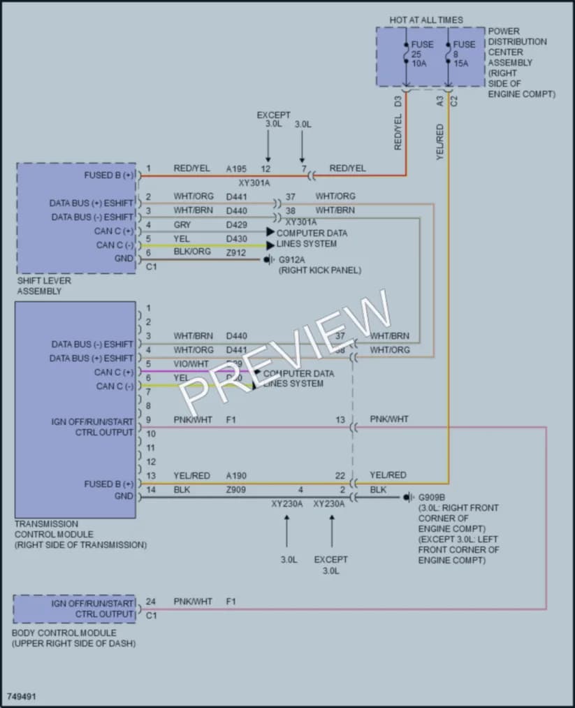 2021 Jeep WranglerUnlimited Transmission wiring diagram preview