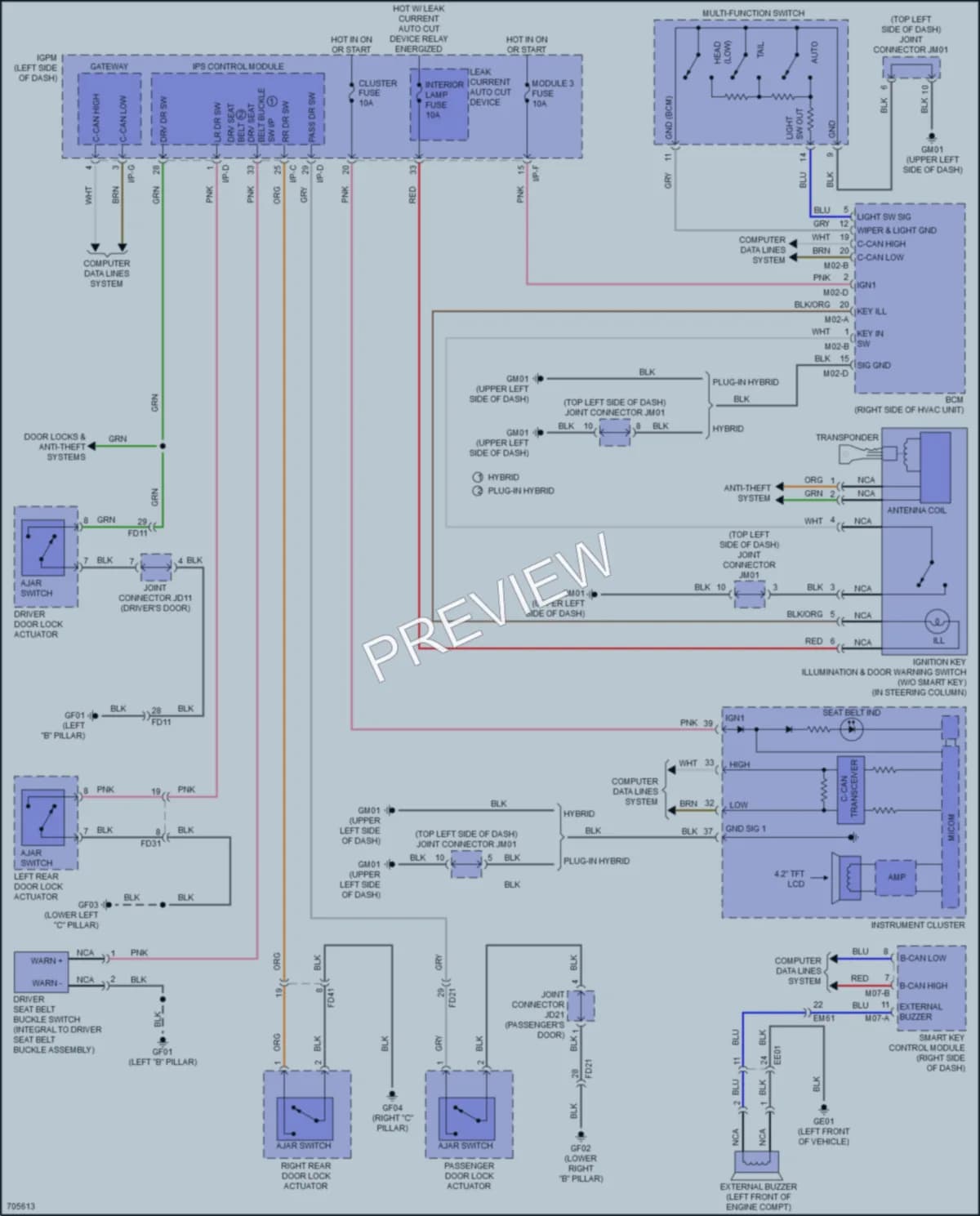 2021 Kia NiroPlugIn Warning Systems wiring diagram preview