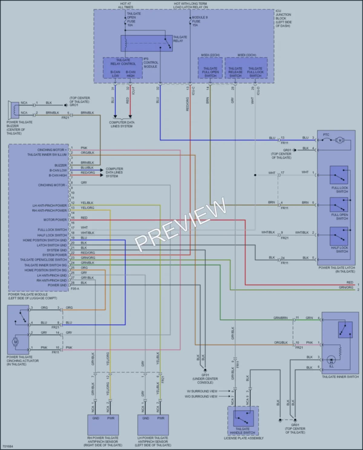 2021 Kia Telluride Trunk Tailgate Fuel Door wiring diagram preview