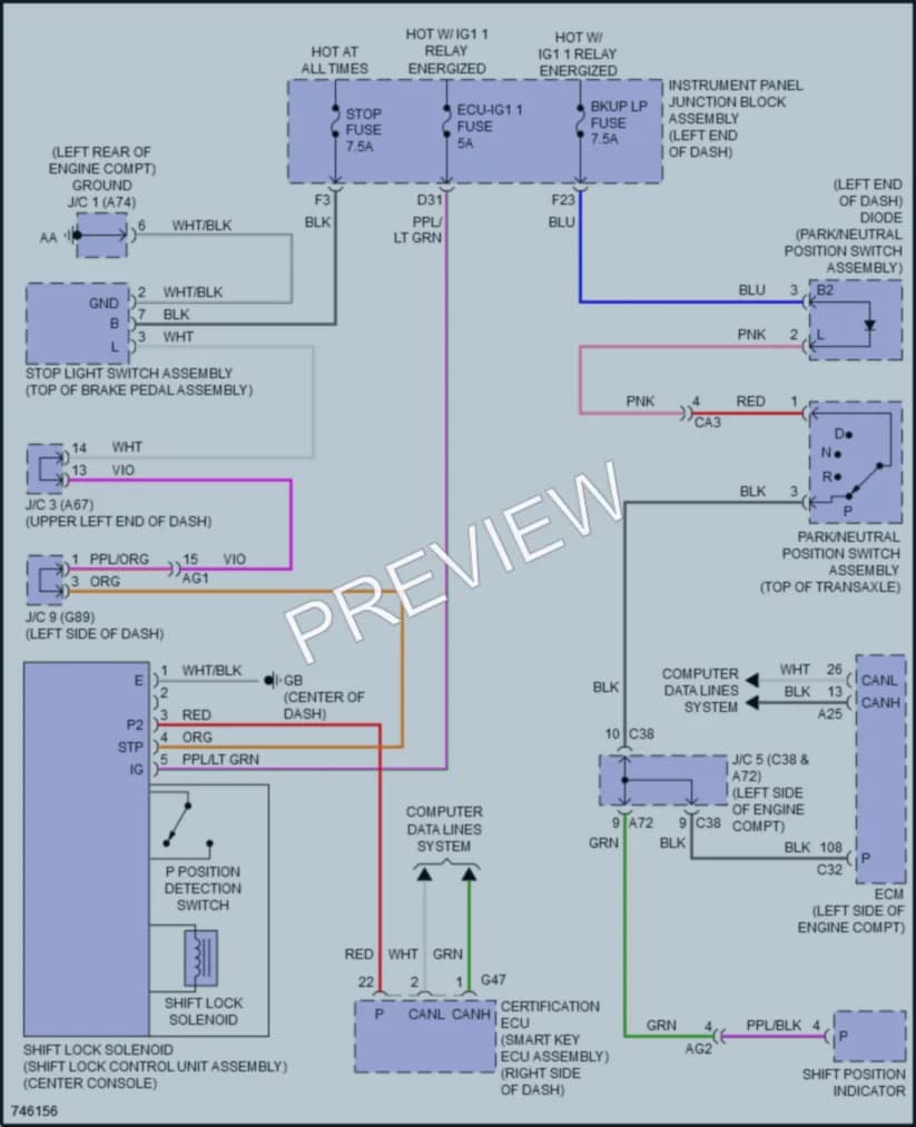 2021 Lexus ES250 Shift Interlock wiring diagram preview