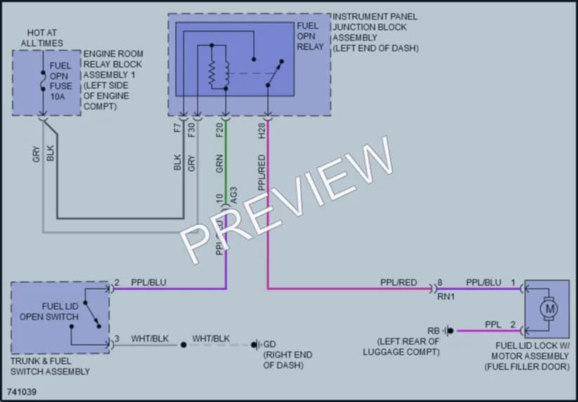 2021 Lexus ES250 Trunk Tailgate Fuel Door wiring diagram preview