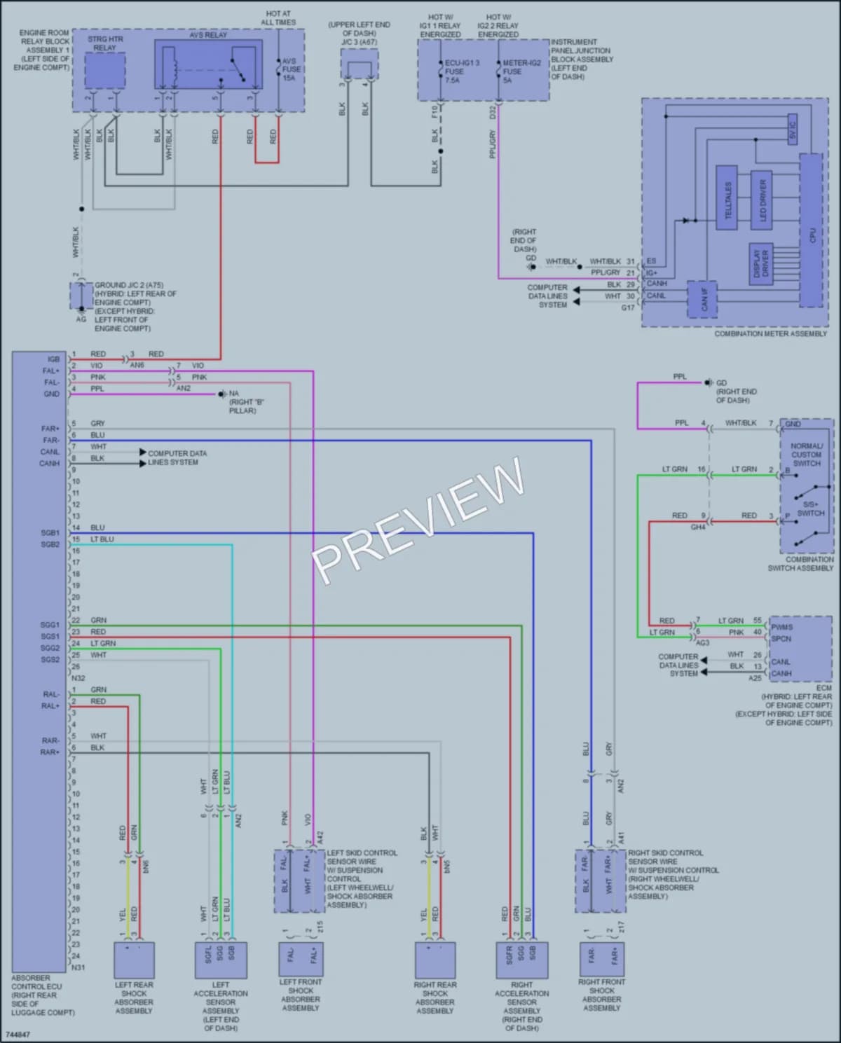 2021 Lexus ES300h Electronic Suspension wiring diagram preview