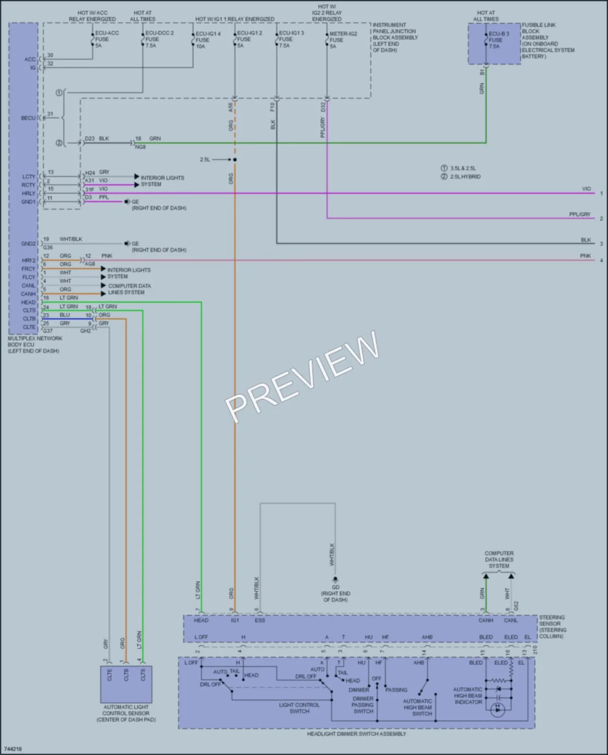 2021 Lexus ES300h Headlights wiring diagram preview