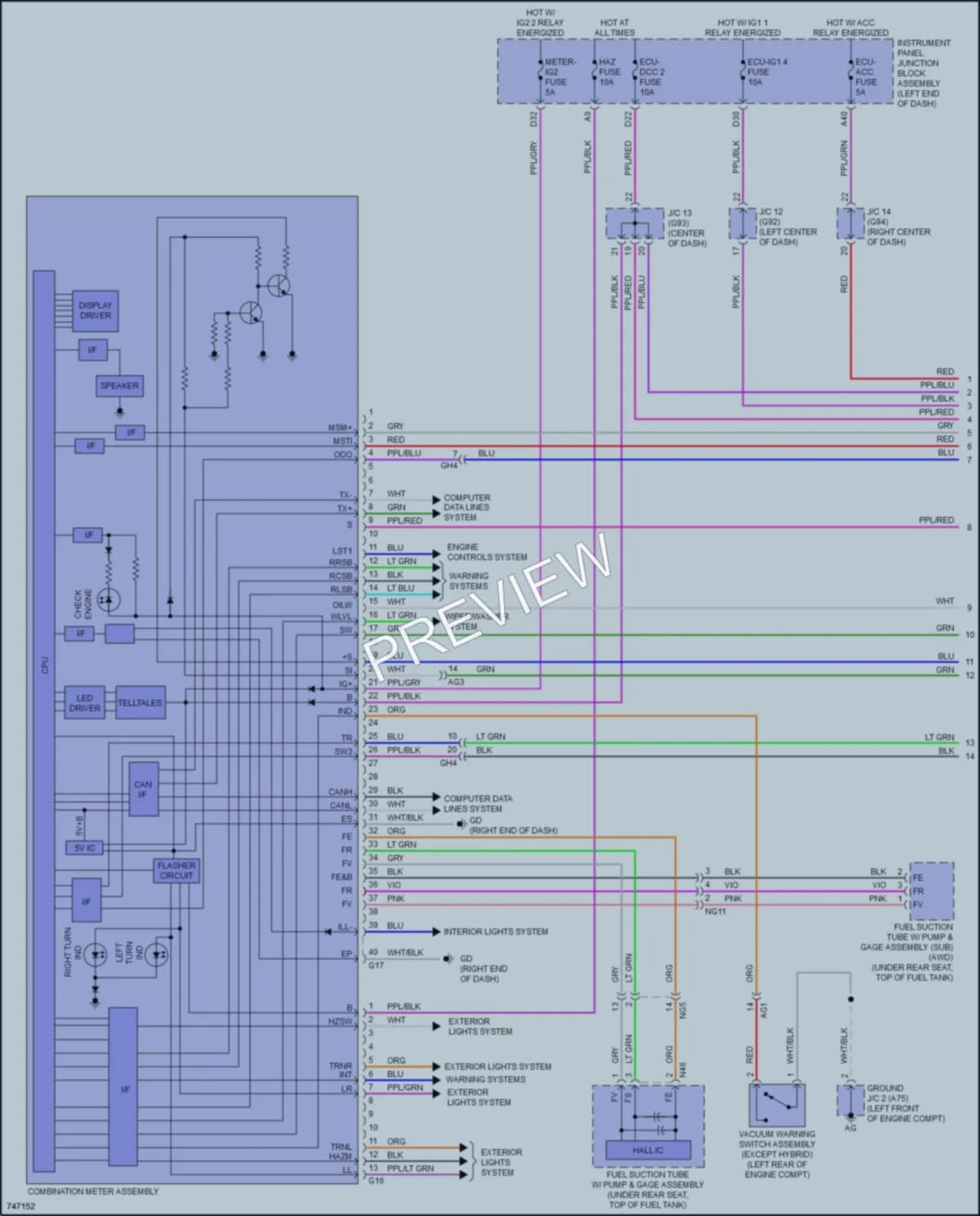 2021 Lexus ES300h Instrument Cluster wiring diagram preview